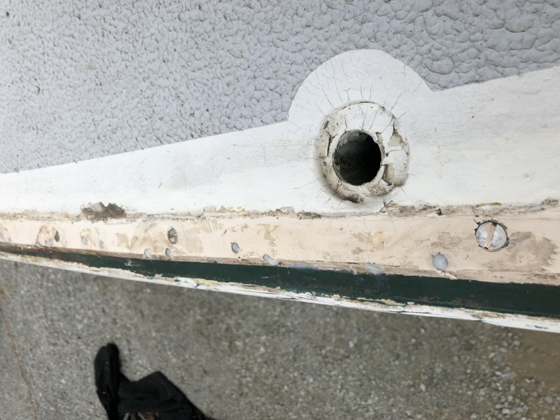 old fastener holes filled with epoxy