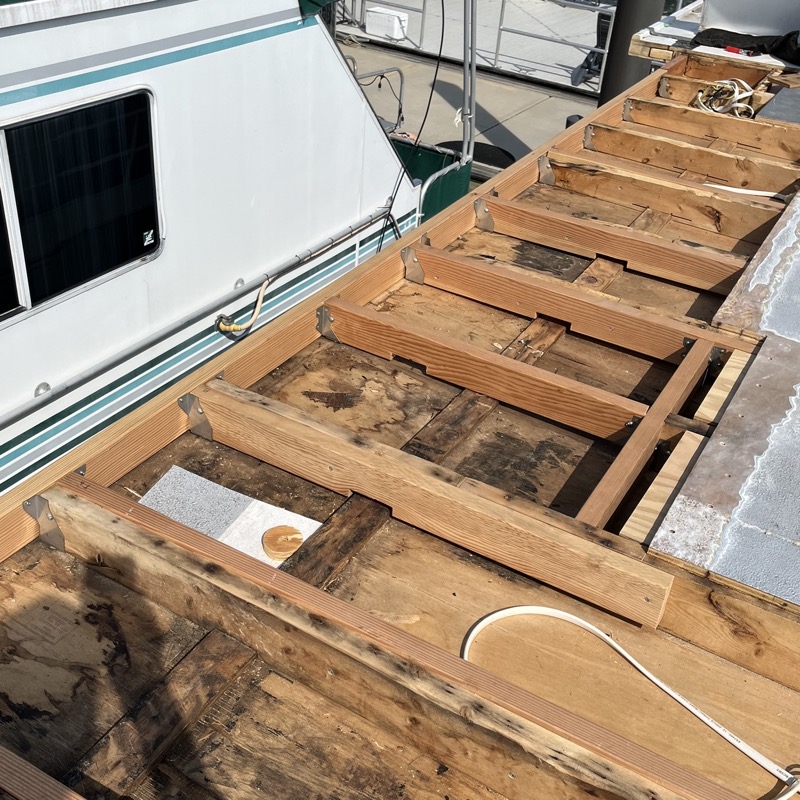 overview of the replaced deck frame and reinforced joists